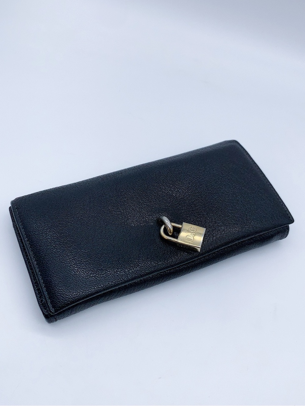 Dolce & Gabbana Black Leather Lock-Accent Women's Wallet